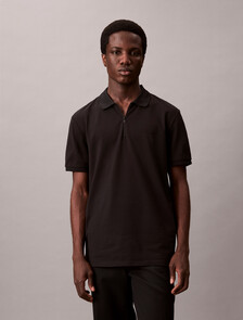 Technical Zip Up Polo, Black, hi-res