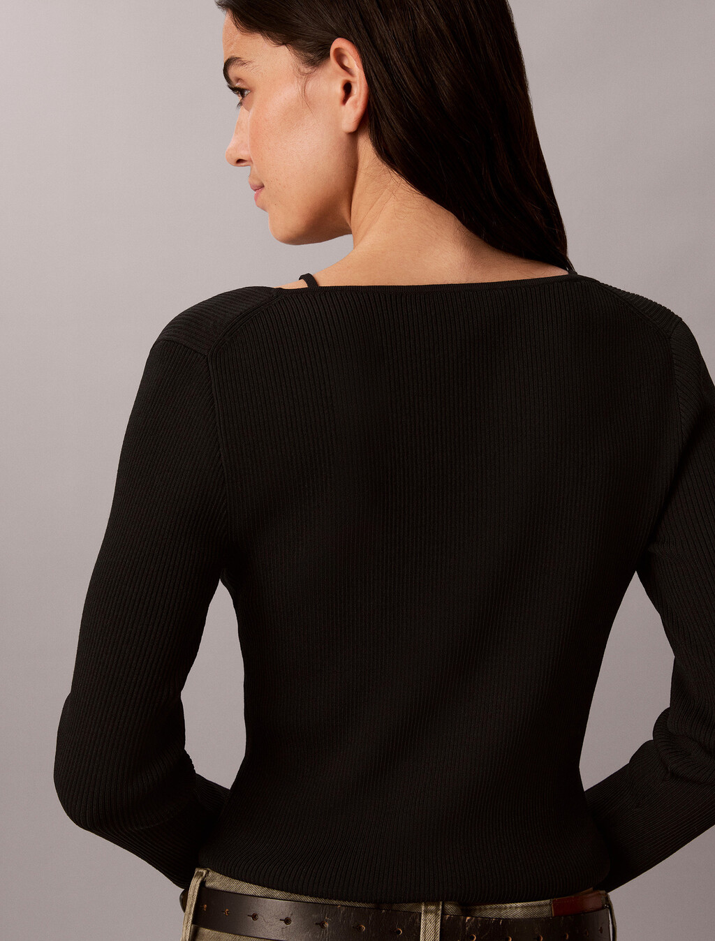 Stripe Sweater Top, Black, hi-res