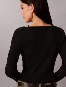 Stripe Sweater Top, Black, hi-res