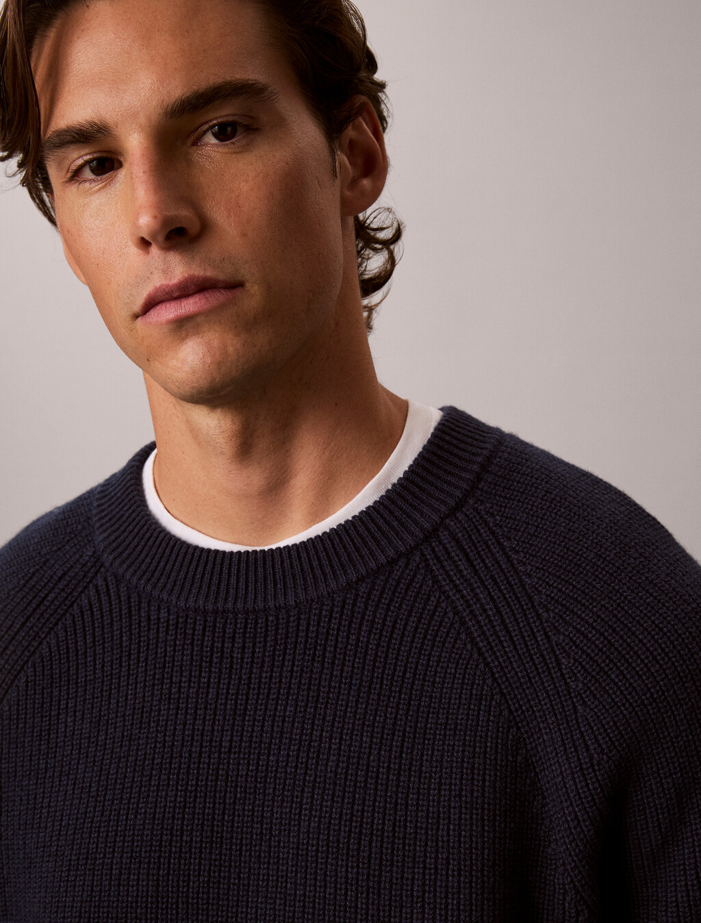 Wool Blend Ribbed Jumper, Dark Sapphire, hi-res