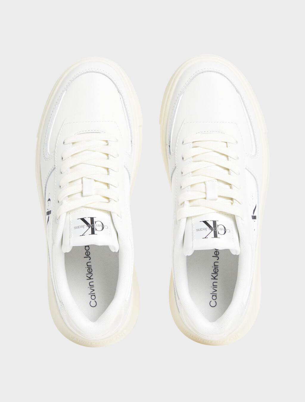 Leather Trainers, Bright White/Creamy White, hi-res