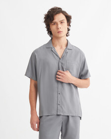 TENCEL LOUNGE BUTTON DOWN SHIRT, Beloved Blue, hi-res