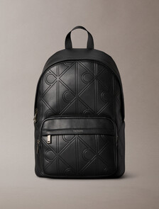 Embossed CK Emblem Slim Backpack, Black, hi-res