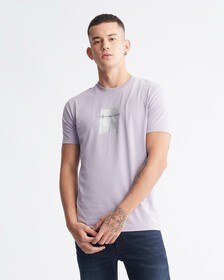 Metallic Foil Monogram Organic Cotton Tee, Lavender Aura, hi-res