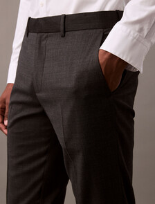 Sleek Slim Wool Trousers, Charcoal Heather, hi-res