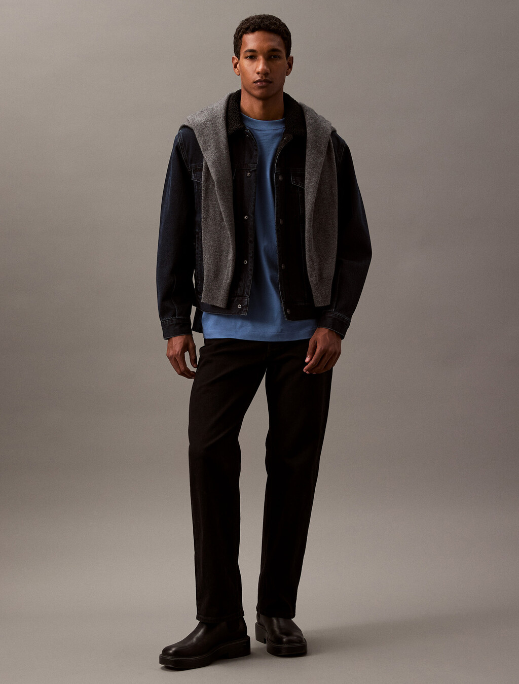 Calvin Logo Crew Neck Tee, Blue Horizon, hi-res