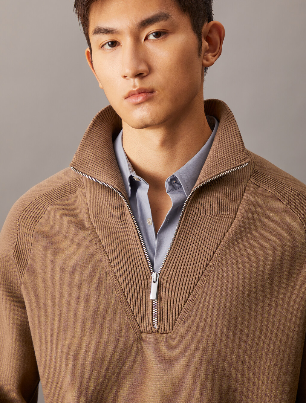 Tech Knit Quarter Zip Sweater, Spiced Plum, hi-res