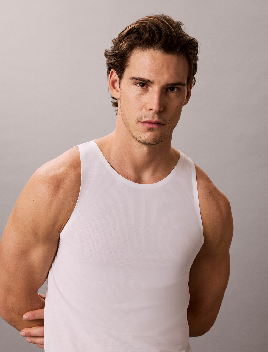 Invisible Microfiber Mesh Tank Top, Classic White, hi-res