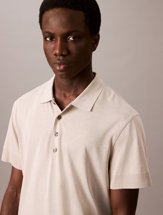 Fine Knit Lyocell Blend Polo Shirt