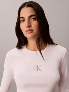 Monogram Logo Long Sleeve Baby Tee, Crystal Blush, hi-res