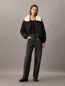 High Rise Loose Black Jeans, Denim Black, hi-res