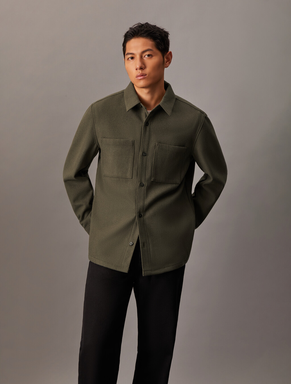 Wool Blend Shirt, Tarmac, hi-res