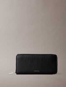 Foil Embossed Monogram Zip Around Wallet, Black, hi-res