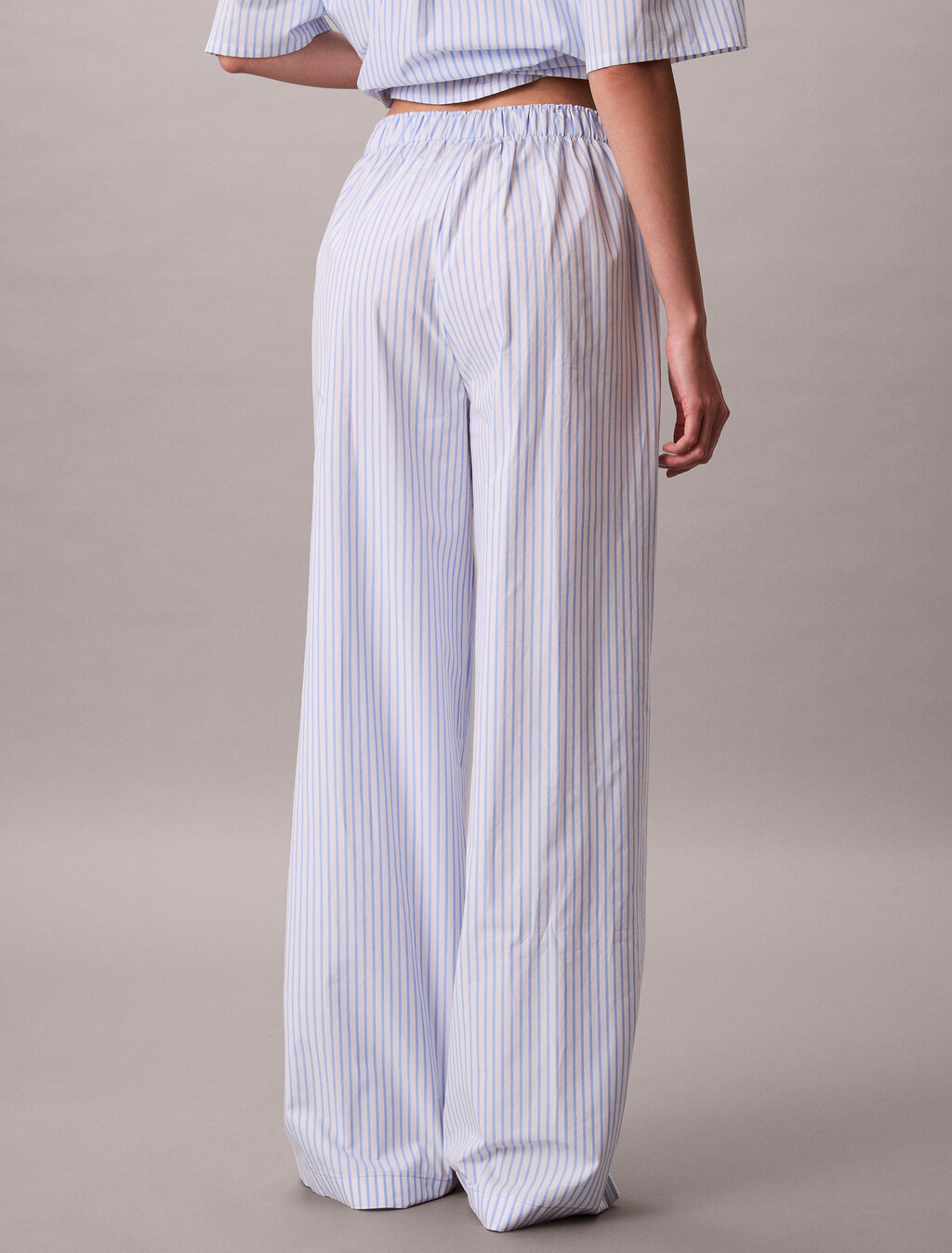 Cotton Poplin Pyjama Pants, SERA STRIPE BLUE DESCENT, hi-res