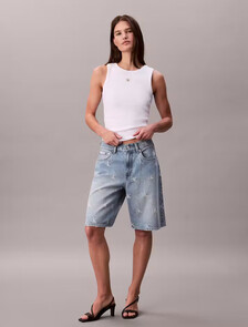 Cotton Stretch Rib Tank Top, Bright White, hi-res