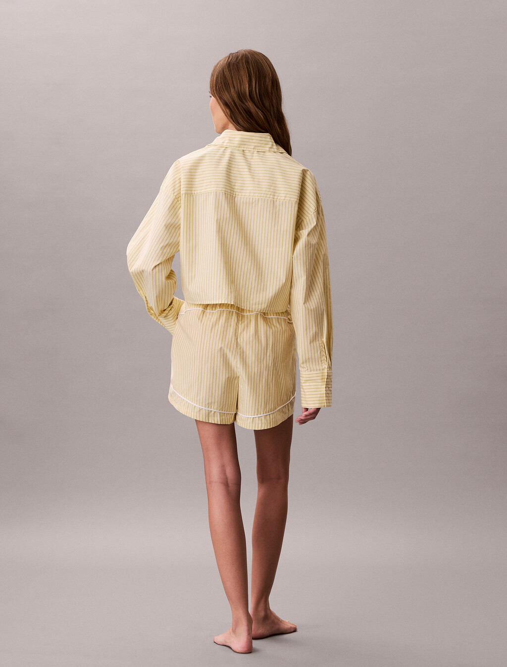 Cotton Poplin Pyjama Shorts, SERA STRIPE PEAR SORBET, hi-res