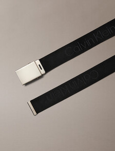 Logo Jacquard Plaque Buckle Belt, Black / Pewter, hi-res