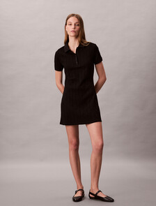 Logo Jacquard Polo Dress, Black, hi-res