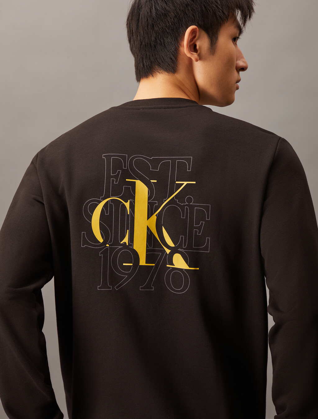 Back Monogram Print Sweatshirt, Ck Black, hi-res
