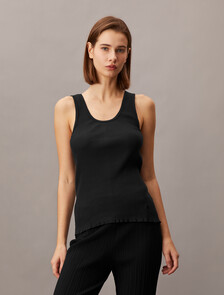 Rib Knit Tank Top, Black, hi-res