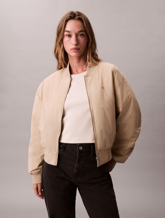 Lightweight Cropped Bomber Jacket