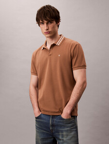 Monogram Logo Pique Tipped Classic Polo Shirt, Tigers Eye, hi-res
