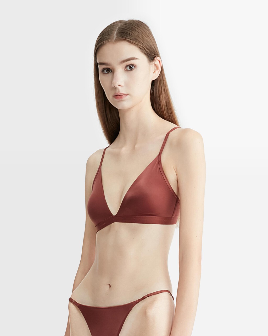 Form To Body Luster Lightly Lined Triangle Bra, Hot Chocolate, hi-res