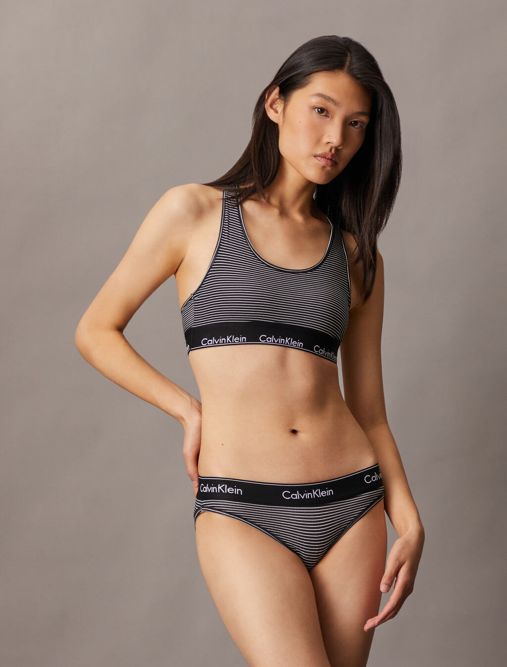 Icon Cotton Bikini, HAIRLINE STRIPE+BLACK, hi-res