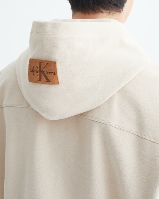 Leather Patch Sleeveless Hoodie