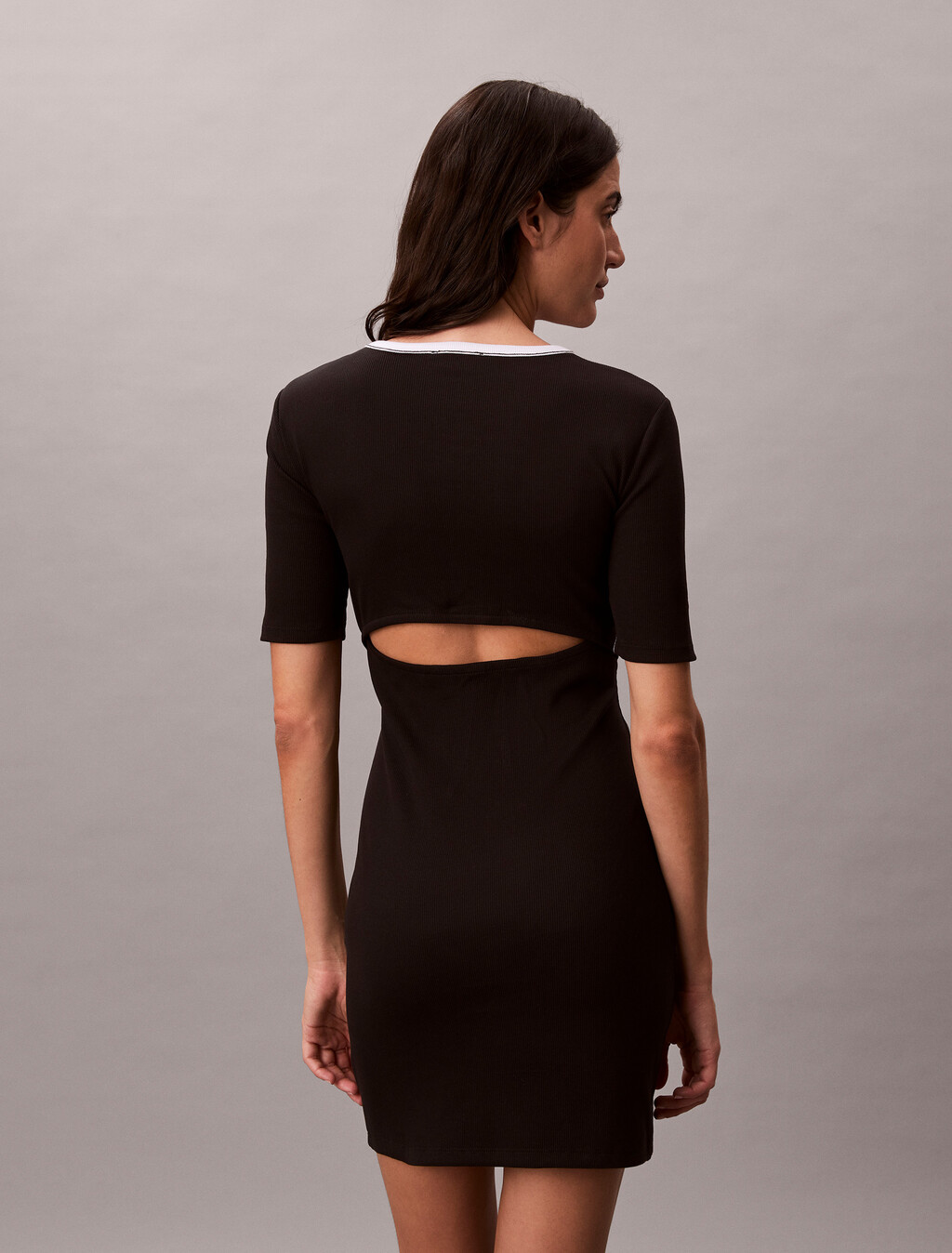 Rib Knit Baby Fit Mini Dress, Black, hi-res