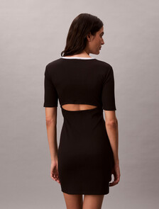 Rib Knit Baby Fit Mini Dress, Black, hi-res