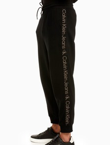 Organic Cotton Logo Jacquard Sweatpants, Ck Black, hi-res