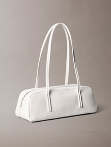Glossy Foil Logo Bauletto Shoulder Bag, White Alyssum, hi-res