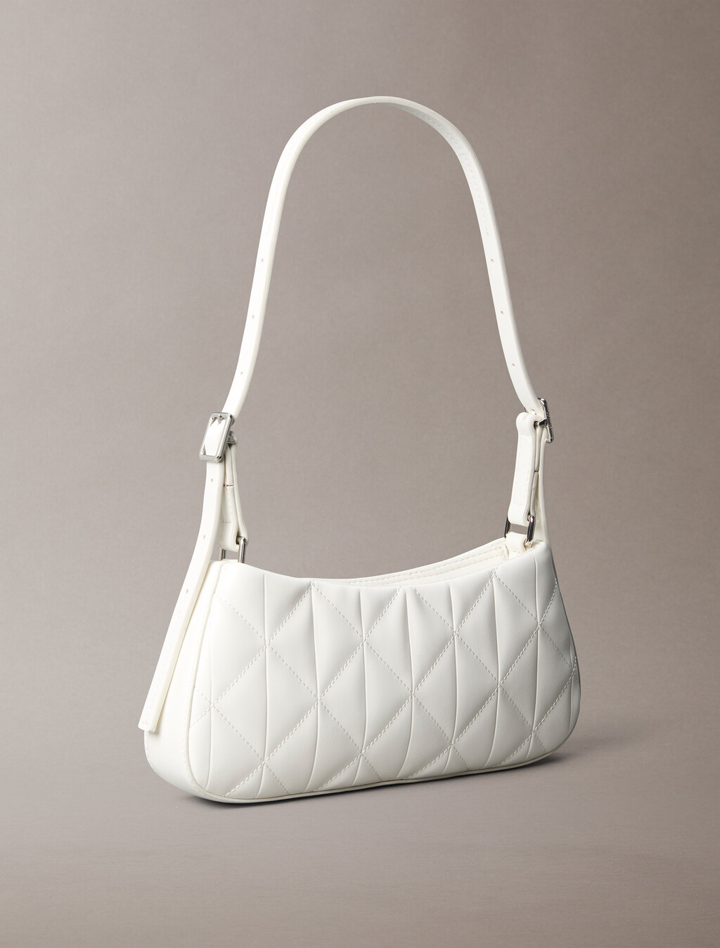 Quilted Emblem Logo Small Shoulder Bag, Lily White, hi-res