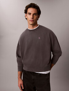 Garment-Dyed Logo Sweatshirt, Volcanic Ash, hi-res