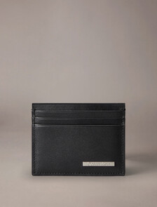 CK Plaque Leather Card Case, Black, hi-res