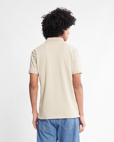 Ck Badge Slim Smooth Cotton Polo, Plaza Taupe, hi-res
