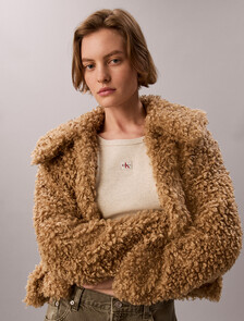 Faux Shearling Teddy Jacket, Tigers Eye, hi-res