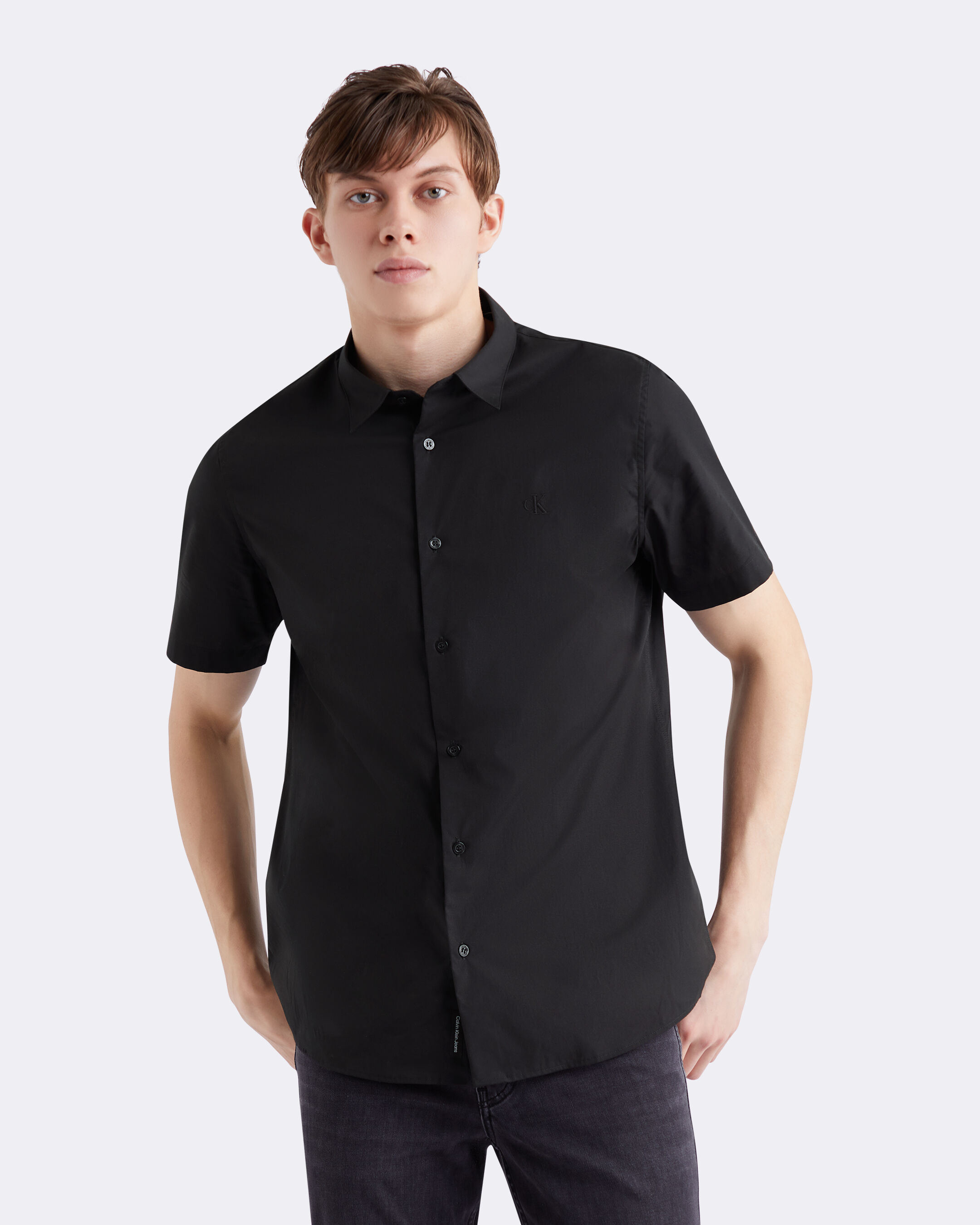 Tonal Monogram Short Sleeve Shirt black Calvin Klein Malaysia