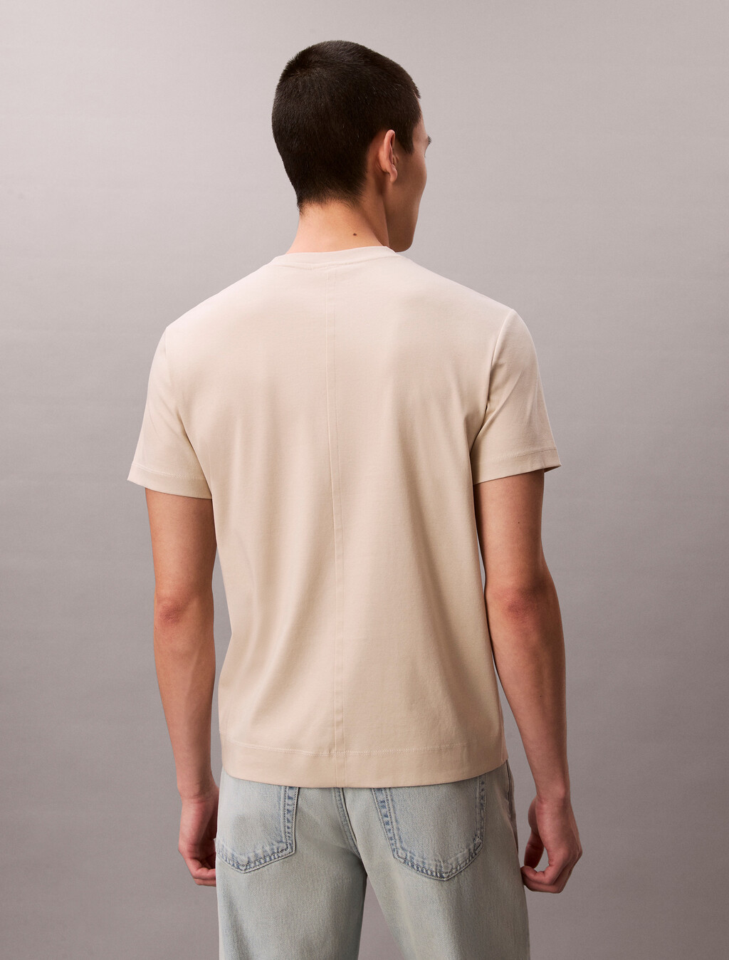 Premium Double Knit Supima Cotton Crewneck Tee, Oatmeal, hi-res