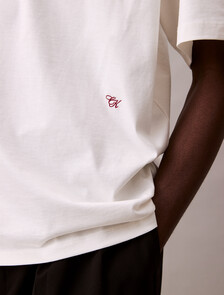 Cotton Silk Relaxed Tee, Snow White, hi-res
