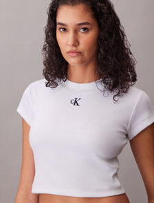 Rib Knit Baby Tee, Bright White, hi-res