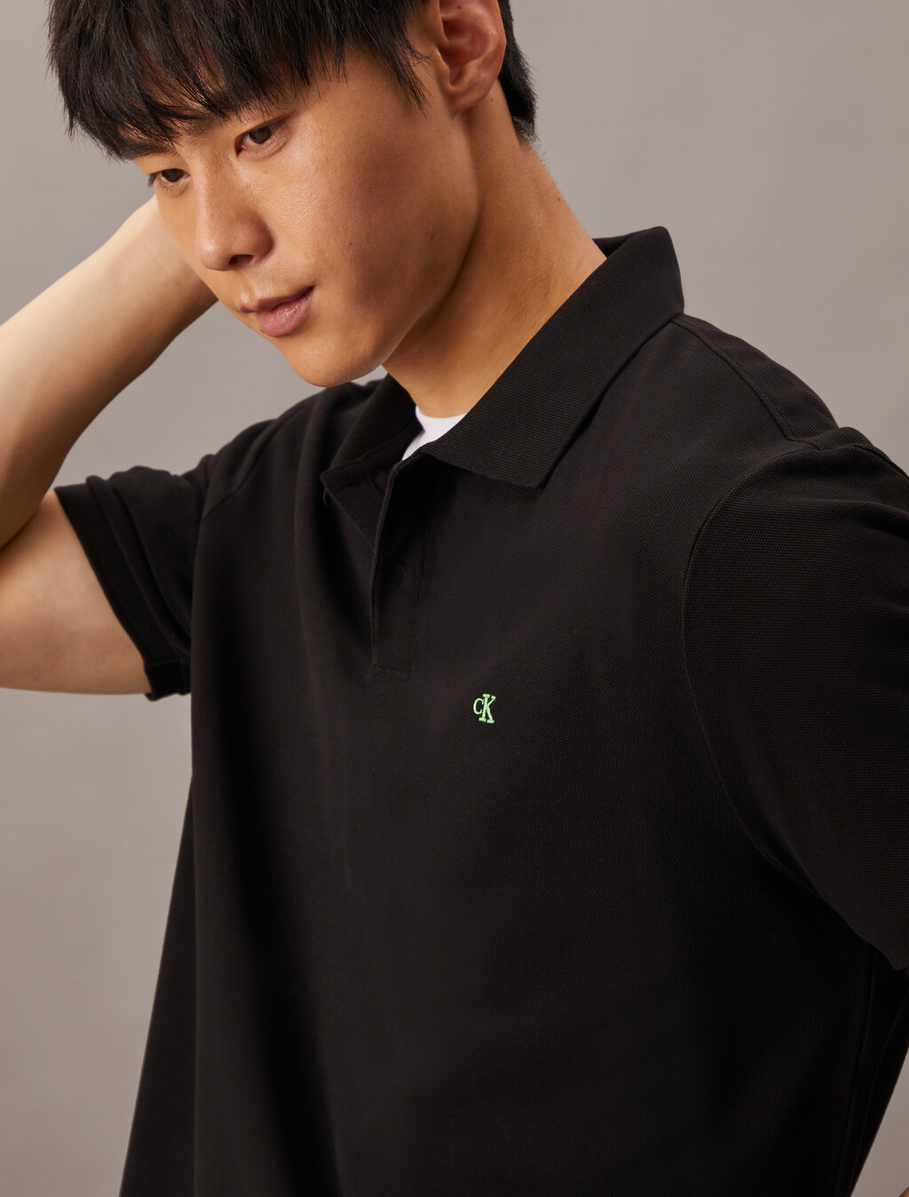 Cotton Piqué Polo Shirt, Black, hi-res
