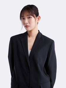 Soft Twill Relaxed Blazer, Black Beauty, hi-res