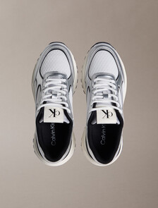 Trailblazer &mdash; Mesh Mix Runner Trainers, Silver/Black/Bright White, hi-res