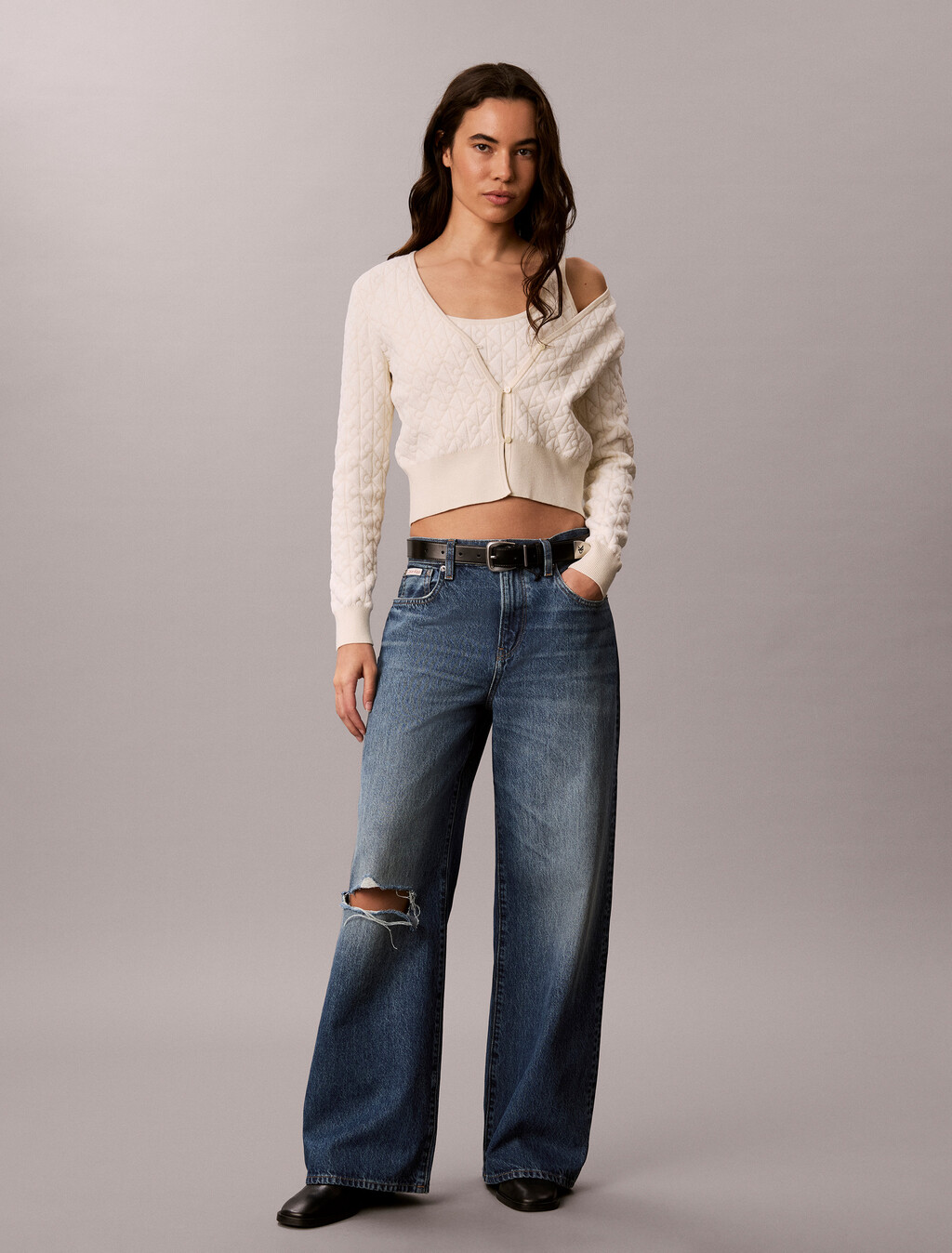 2-In-1 Chenille Cardigan Tank Top Set, Tofu, hi-res