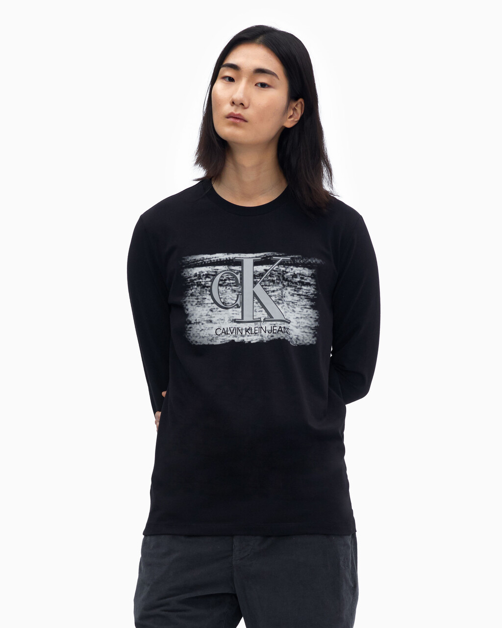 White Noise Logo Long Sleeve Tee, Ck Black, hi-res