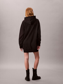 Monogram Hooded Sweatshirt Dress, Black, hi-res