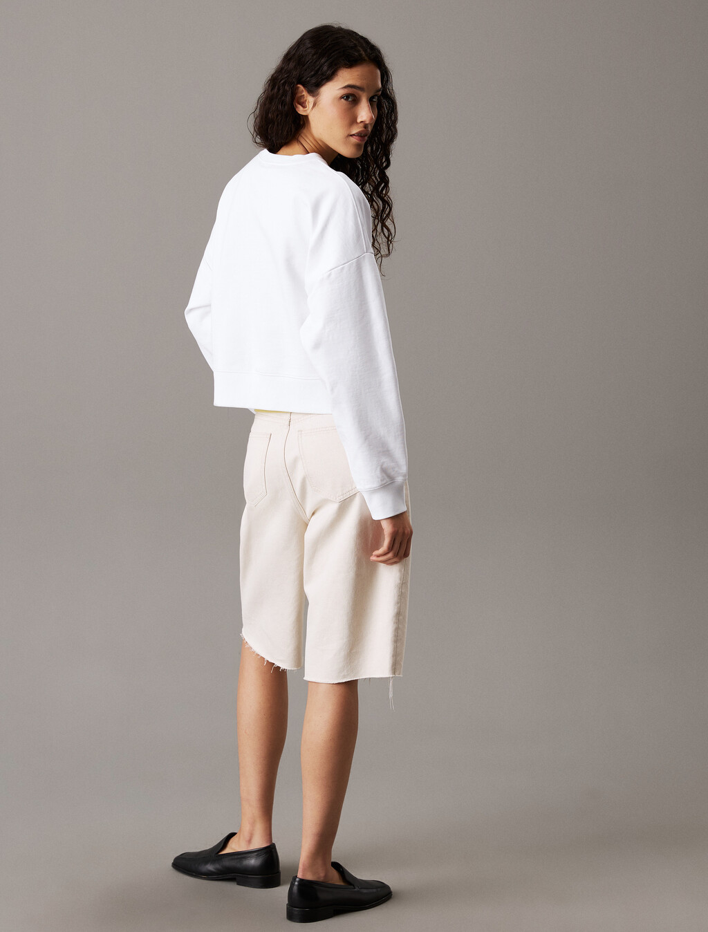 Cropped Monogram Sweatshirt, Brilliant White, hi-res