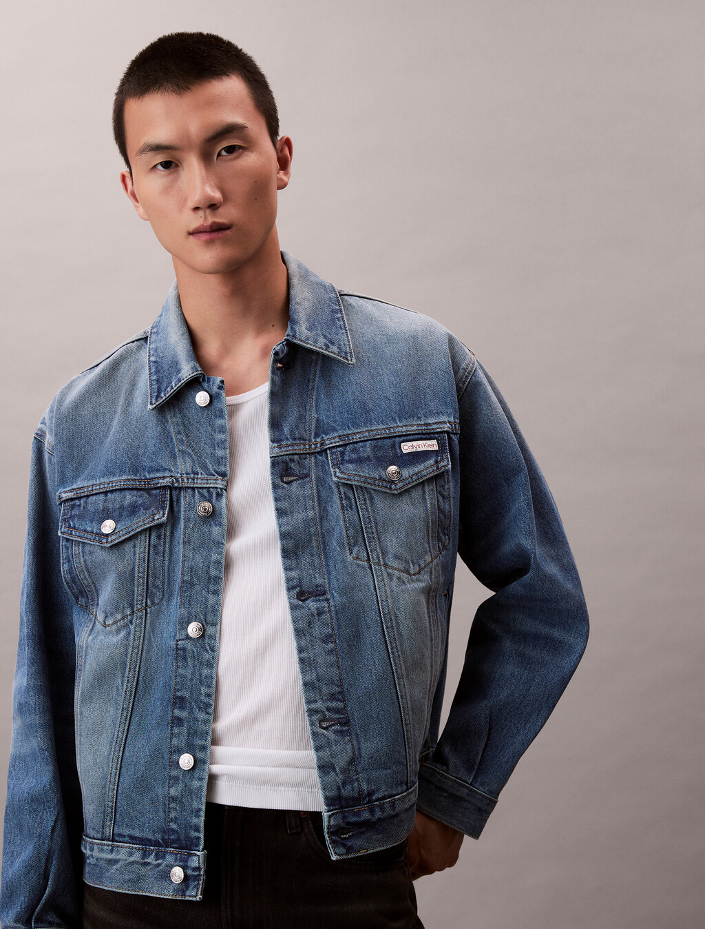 90s Indigo Citrine Denim Trucker Jacket, INDIGO CITRINE, hi-res